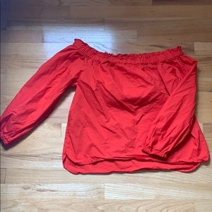 J Crew off the shoulder red ruffle top
